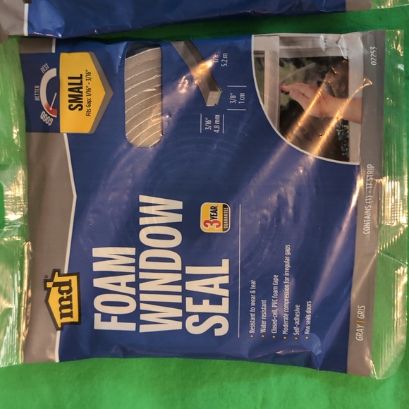 M-D 3/16 in. x 3/8 in. x 17 ft. Gray Foam Window Seal for Small (2) - Picture 2 of 4